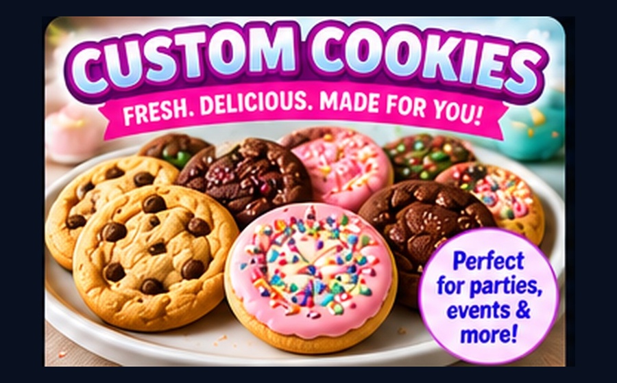 Assorted custom cookies for parties and special events