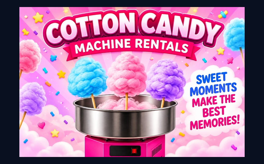 Cotton candy machine rental graphic